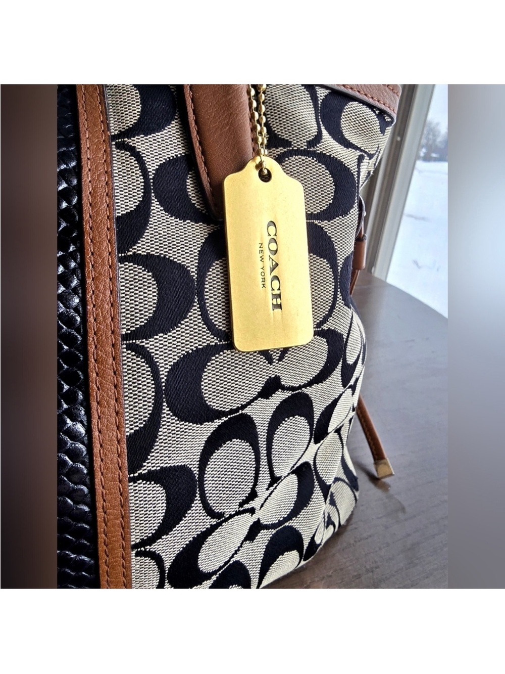 Coach Signature Python Embossed Stripe Drawstring Carryall - Picture 2 of 8